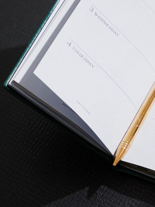 Panama Cross-Grain Leather 2026 Weekly Diary with Pencil - CU Panama Cross-Grain Leather 2026 Weekly Diary with Pencil - CU