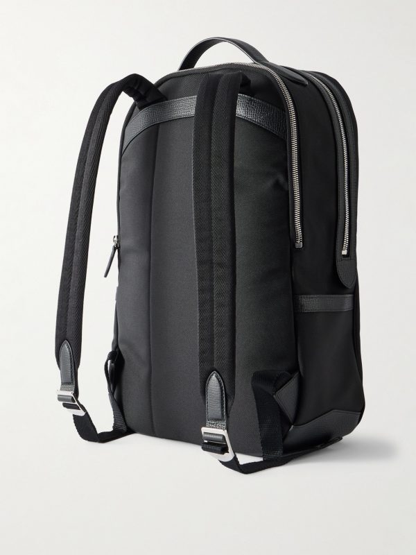 Norton Full-Grain Leather-Trimmed ECONYL® Nylon-Canvas Backpack - BK Norton Full-Grain Leather-Trimmed ECONYL® Nylon-Canvas Backpack - BK