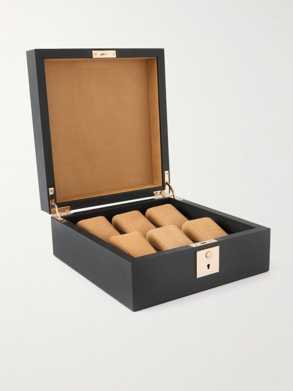 Mara Croc-Effect Leather Six-Piece Watch Box - E1 Mara Croc-Effect Leather Six-Piece Watch Box - E1