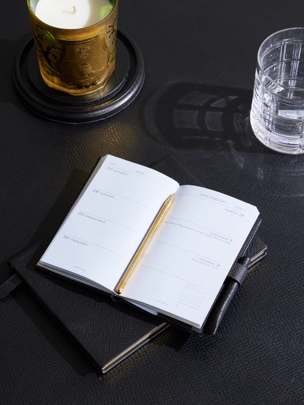Panama Cross-Grain Leather 2026 Weekly Diary with Pencil - OU Panama Cross-Grain Leather 2026 Weekly Diary with Pencil - OU