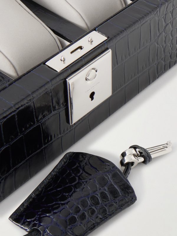 Mara Croc-Effect Leather Six-Piece Watch Box - CU Mara Croc-Effect Leather Six-Piece Watch Box - CU