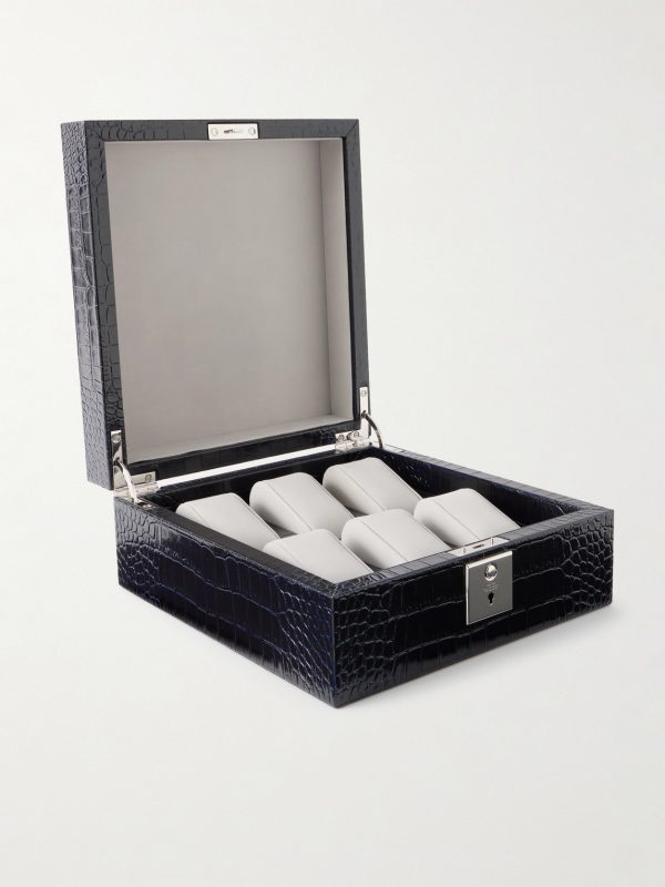 Mara Croc-Effect Leather Six-Piece Watch Box - E1 Mara Croc-Effect Leather Six-Piece Watch Box - E1