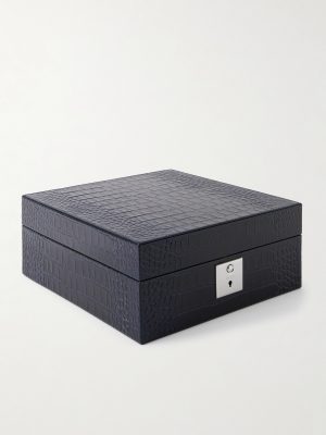 Mara Croc-Effect Leather Six-Piece Watch Box Mara Croc-Effect Leather Six-Piece Watch Box