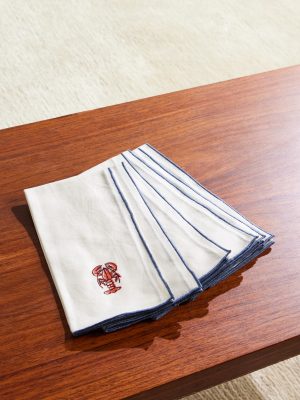 Set of Six Printed Cotton and Linen-Blend Napkins Set of Six Printed Cotton and Linen-Blend Napkins