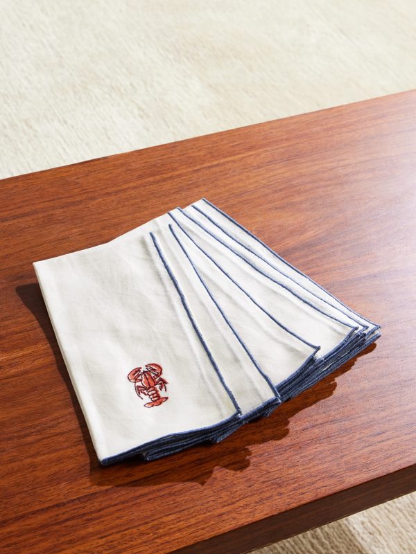 Set of Six Printed Cotton and Linen-Blend Napkins Set of Six Printed Cotton and Linen-Blend Napkins