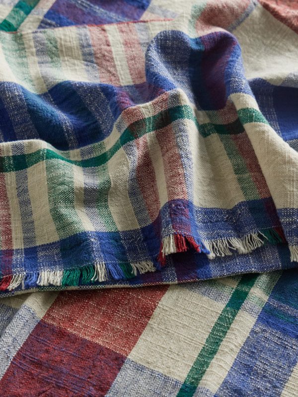 Marabar Set of Six Fringed Checked Cotton-Gauze Napkins - CU Marabar Set of Six Fringed Checked Cotton-Gauze Napkins - CU