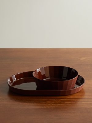 + Studio Word Fade Porcelain Serving Bowl and Platter Set + Studio Word Fade Porcelain Serving Bowl and Platter Set