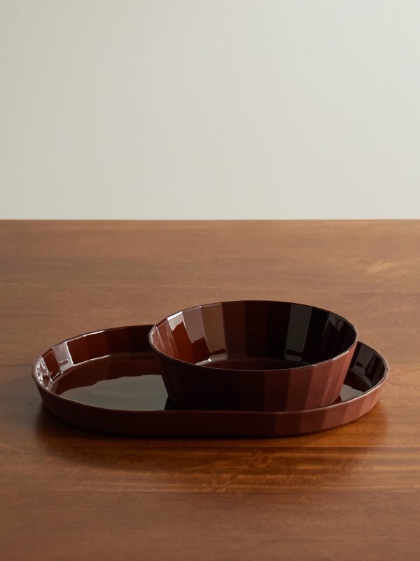+ Studio Word Fade Porcelain Serving Bowl and Platter Set + Studio Word Fade Porcelain Serving Bowl and Platter Set