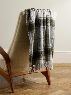 Fringed Checked Alpaca-Blend Bouclé Throw Fringed Checked Alpaca-Blend Bouclé Throw