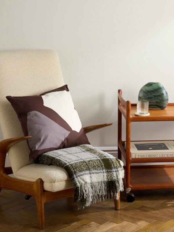 Fringed Checked Alpaca-Blend Bouclé Throw - OU