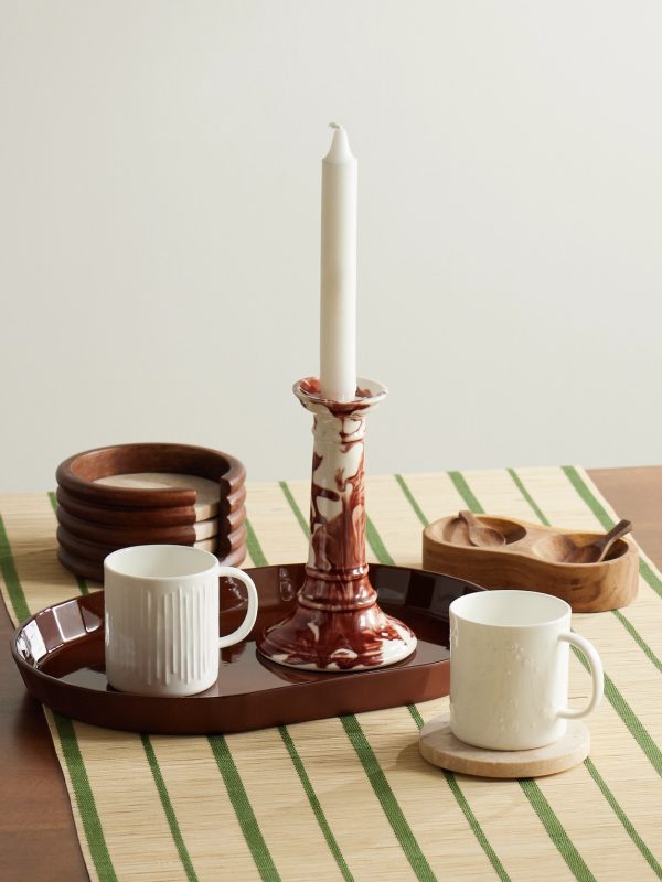 Set of Four Embossed Porcelain Mugs - OU Set of Four Embossed Porcelain Mugs - OU