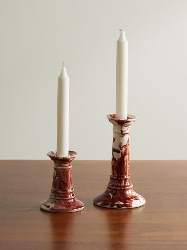 Wardour Set of Two Earthenware Candlesticks Wardour Set of Two Earthenware Candlesticks