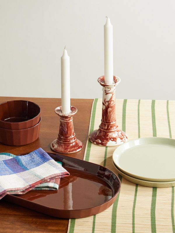 Wardour Set of Two Earthenware Candlesticks - OU Wardour Set of Two Earthenware Candlesticks - OU