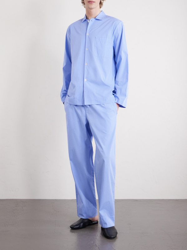Striped Organic Cotton-Poplin Pyjamas - OU Striped Organic Cotton-Poplin Pyjamas - OU
