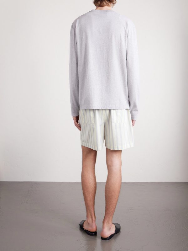 Straight-Leg Striped Organic Cotton-Poplin Shorts - BK Straight-Leg Striped Organic Cotton-Poplin Shorts - BK