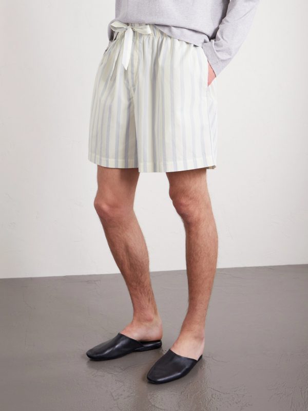 Straight-Leg Striped Organic Cotton-Poplin Shorts - FR Straight-Leg Striped Organic Cotton-Poplin Shorts - FR
