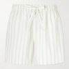 Straight-Leg Striped Organic Cotton-Poplin Shorts Straight-Leg Striped Organic Cotton-Poplin Shorts