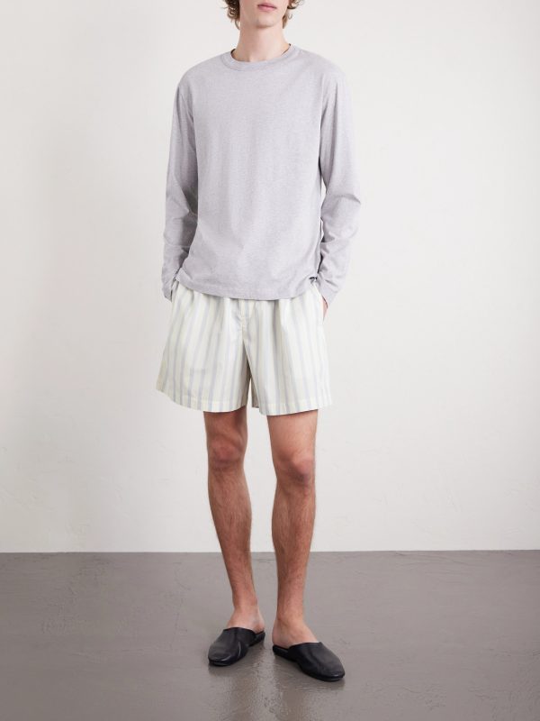 Straight-Leg Striped Organic Cotton-Poplin Shorts - OU Straight-Leg Striped Organic Cotton-Poplin Shorts - OU