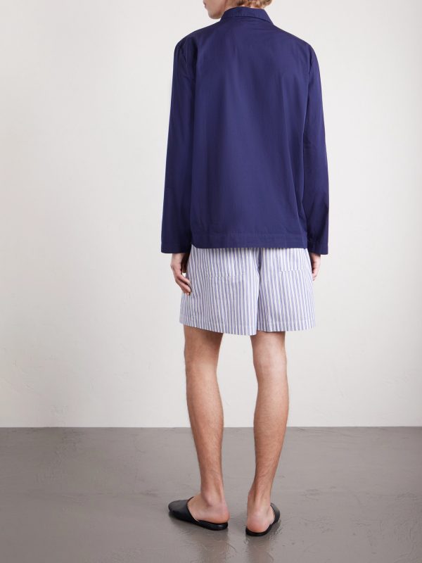 Straight-Leg Striped Organic Cotton-Poplin Shorts - BK Straight-Leg Striped Organic Cotton-Poplin Shorts - BK