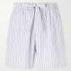 Straight-Leg Striped Organic Cotton-Poplin Shorts Straight-Leg Striped Organic Cotton-Poplin Shorts
