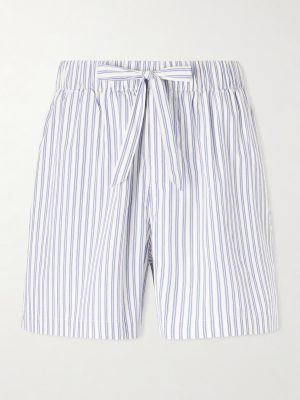 Straight-Leg Striped Organic Cotton-Poplin Shorts