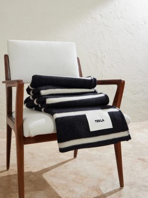 Logo-Appliquéd Striped Wool Blanket Logo-Appliquéd Striped Wool Blanket