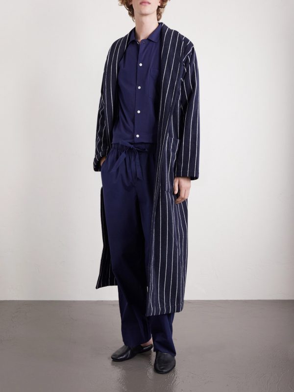 Belted Striped Organic Cotton-Terry Robe - OU Belted Striped Organic Cotton-Terry Robe - OU