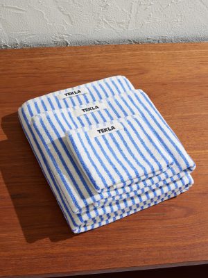 Set of Three Logo-Appliquéd Striped Organic Cotton-Terry Towels Set of Three Logo-Appliquéd Striped Organic Cotton-Terry Towels