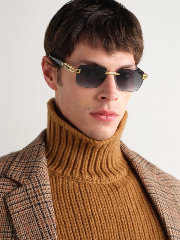 Meta-Evo One Square-Frame Gold-Tone and Acetate Sunglasses - OU