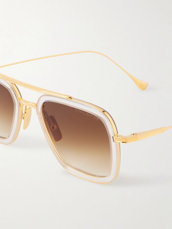 Aviator-Style Gold-Tone and Acetate Sunglasses - CU Aviator-Style Gold-Tone and Acetate Sunglasses - CU