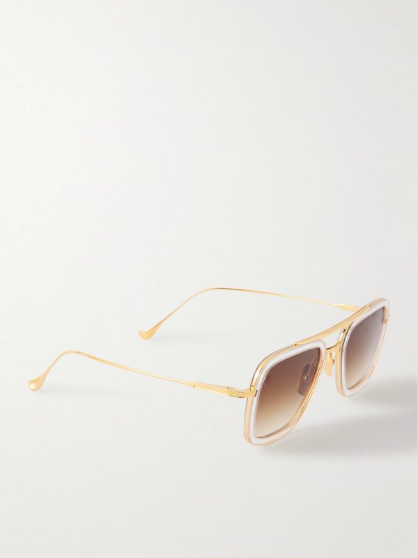 Aviator-Style Gold-Tone and Acetate Sunglasses - FR Aviator-Style Gold-Tone and Acetate Sunglasses - FR