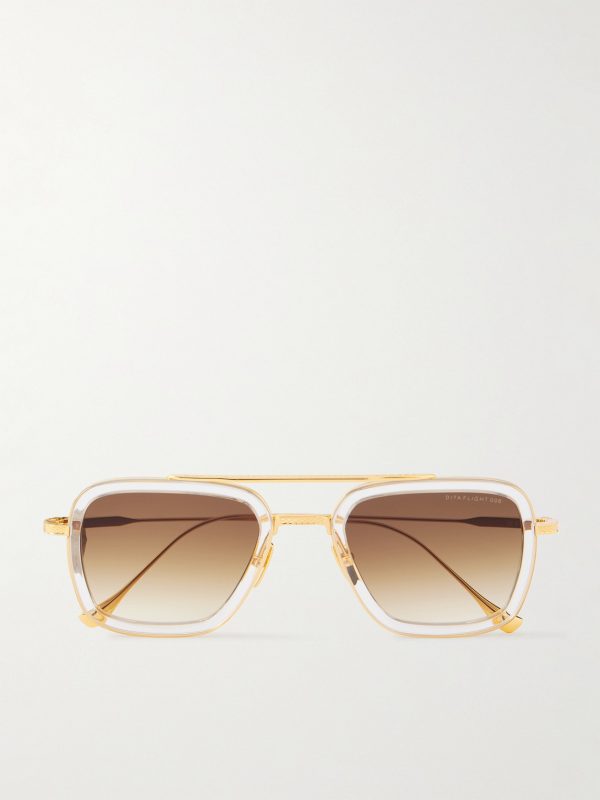 Aviator-Style Gold-Tone and Acetate Sunglasses Aviator-Style Gold-Tone and Acetate Sunglasses