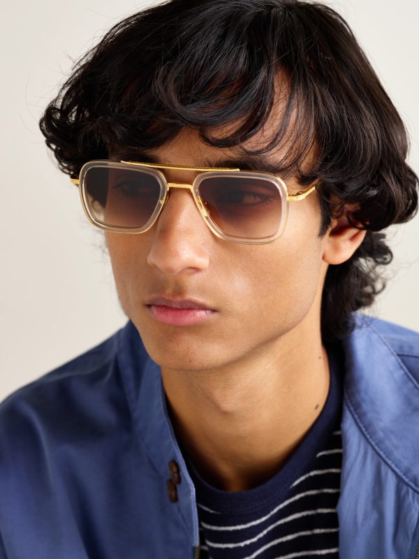 Aviator-Style Gold-Tone and Acetate Sunglasses - OU Aviator-Style Gold-Tone and Acetate Sunglasses - OU