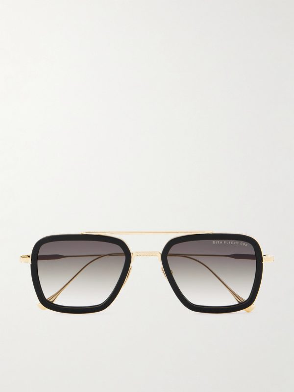 Aviator-Style Gold-Tone and Acetate Sunglasses Aviator-Style Gold-Tone and Acetate Sunglasses