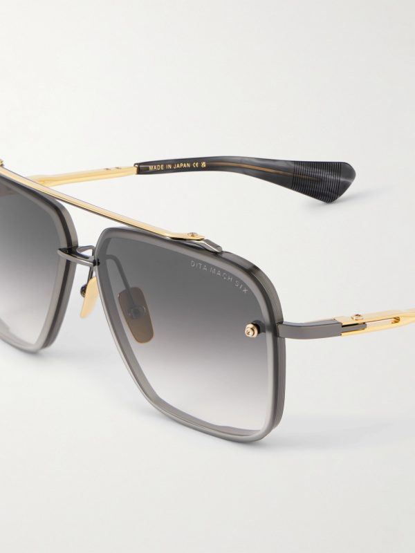 Mach-Six Aviator-Style Gold-Tone and Rhodium Sunglasses - CU