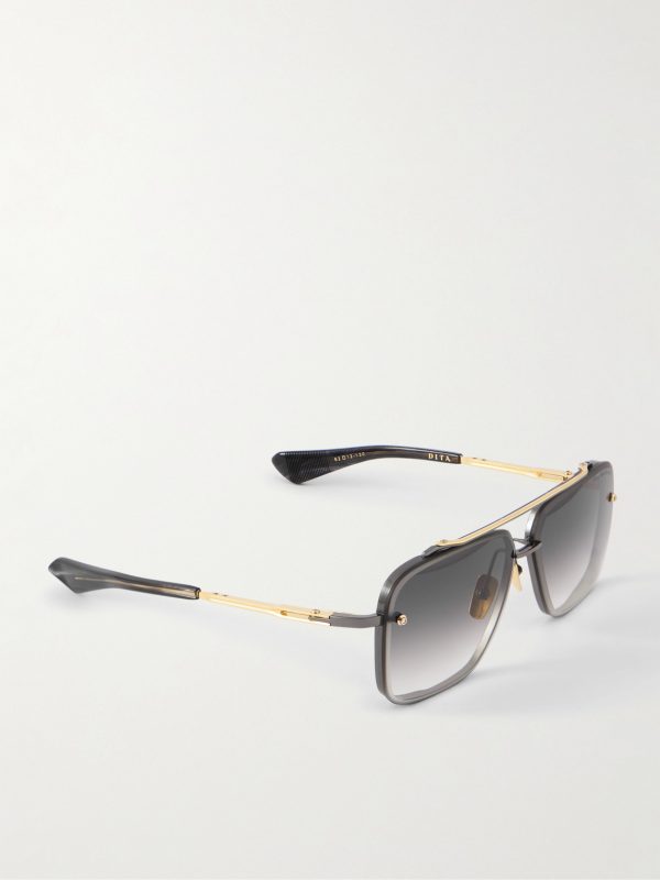 Mach-Six Aviator-Style Gold-Tone and Rhodium Sunglasses - FR