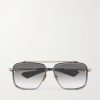 Mach-Six Aviator-Style Gold-Tone and Rhodium Sunglasses