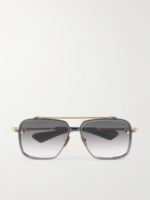 Mach-Six Aviator-Style Gold-Tone and Rhodium Sunglasses Mach-Six Aviator-Style Gold-Tone and Rhodium Sunglasses