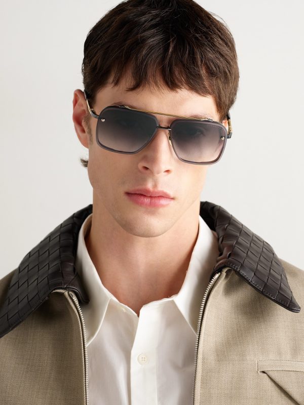 Mach-Six Aviator-Style Gold-Tone and Rhodium Sunglasses - OU