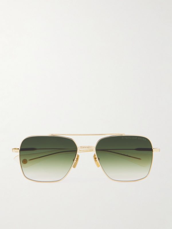 Aviator-Style Gold-Tone and Acetate Sunglasses