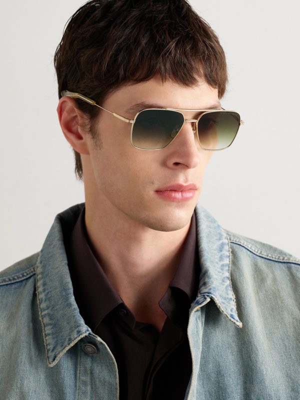 Aviator-Style Gold-Tone and Acetate Sunglasses - OU