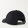 Logo-Embroidered Leather-Trimmed Cashmere Baseball Cap - BK Logo-Embroidered Leather-Trimmed Cashmere Baseball Cap - BK