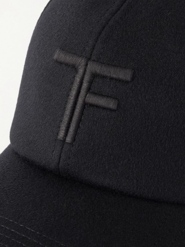 Logo-Embroidered Leather-Trimmed Cashmere Baseball Cap - CU Logo-Embroidered Leather-Trimmed Cashmere Baseball Cap - CU