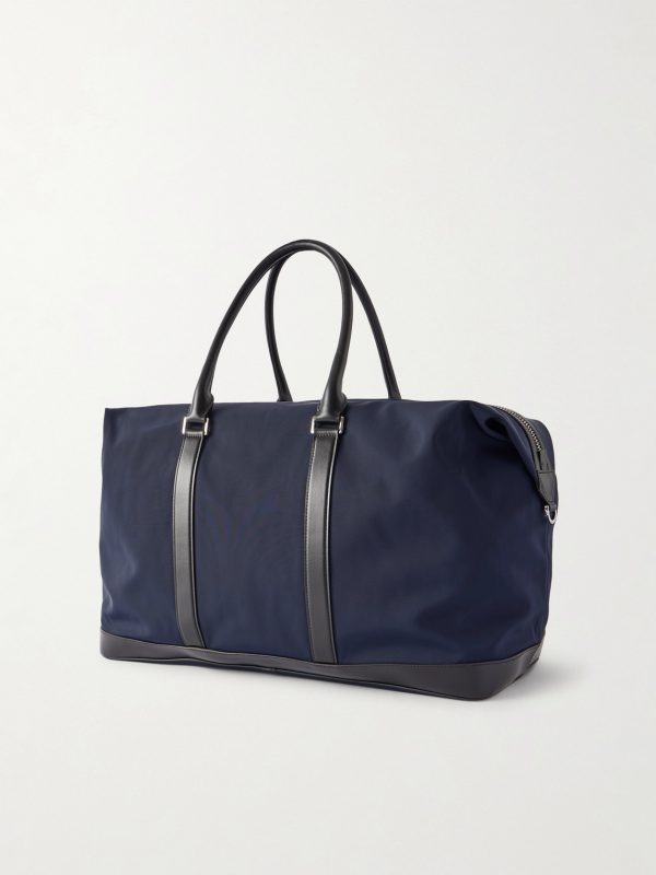 Leather-Trimmed Recycled-Nylon Weekend Bag - BK Leather-Trimmed Recycled-Nylon Weekend Bag - BK