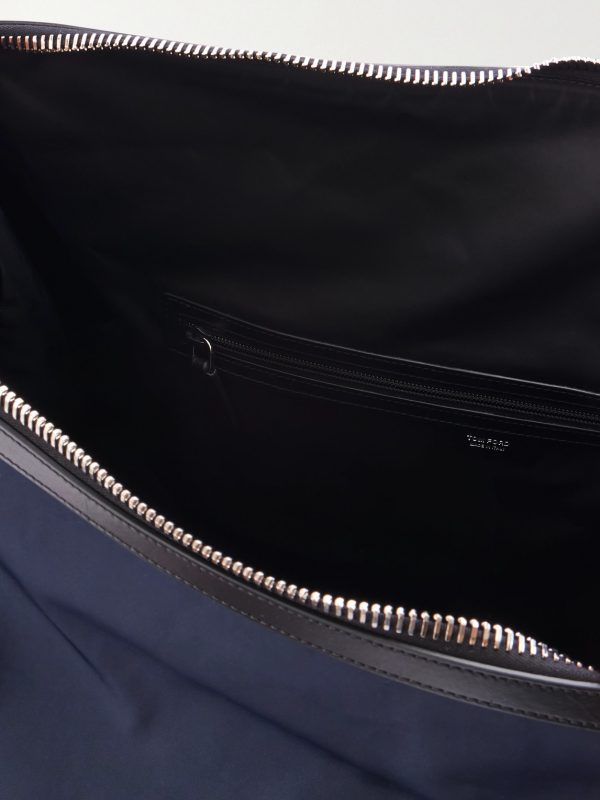 Leather-Trimmed Recycled-Nylon Weekend Bag - E1 Leather-Trimmed Recycled-Nylon Weekend Bag - E1
