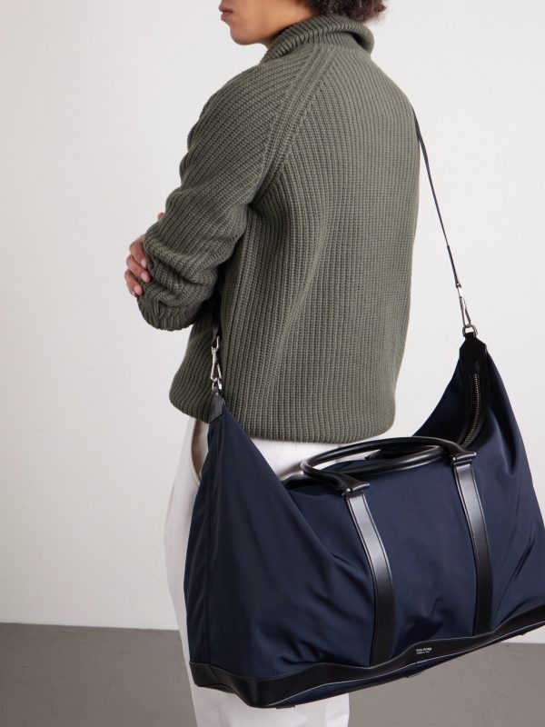 Leather-Trimmed Recycled-Nylon Weekend Bag - E2 Leather-Trimmed Recycled-Nylon Weekend Bag - E2