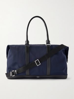 Leather-Trimmed Recycled-Nylon Weekend Bag