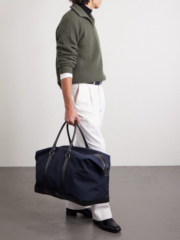 Leather-Trimmed Recycled-Nylon Weekend Bag - OU Leather-Trimmed Recycled-Nylon Weekend Bag - OU
