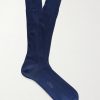Logo-Embroidered Ribbed Silk Socks