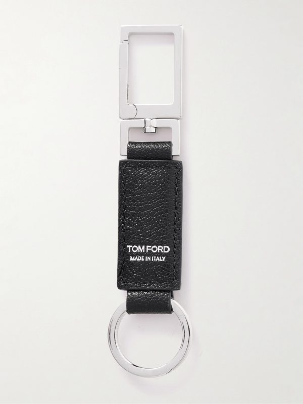 Silver-Tone Leather Keychain - BK
